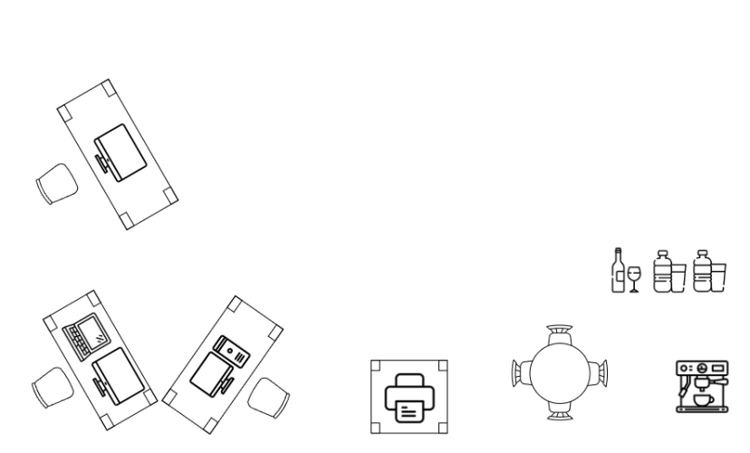 Skizze Büroräumlichkeiten